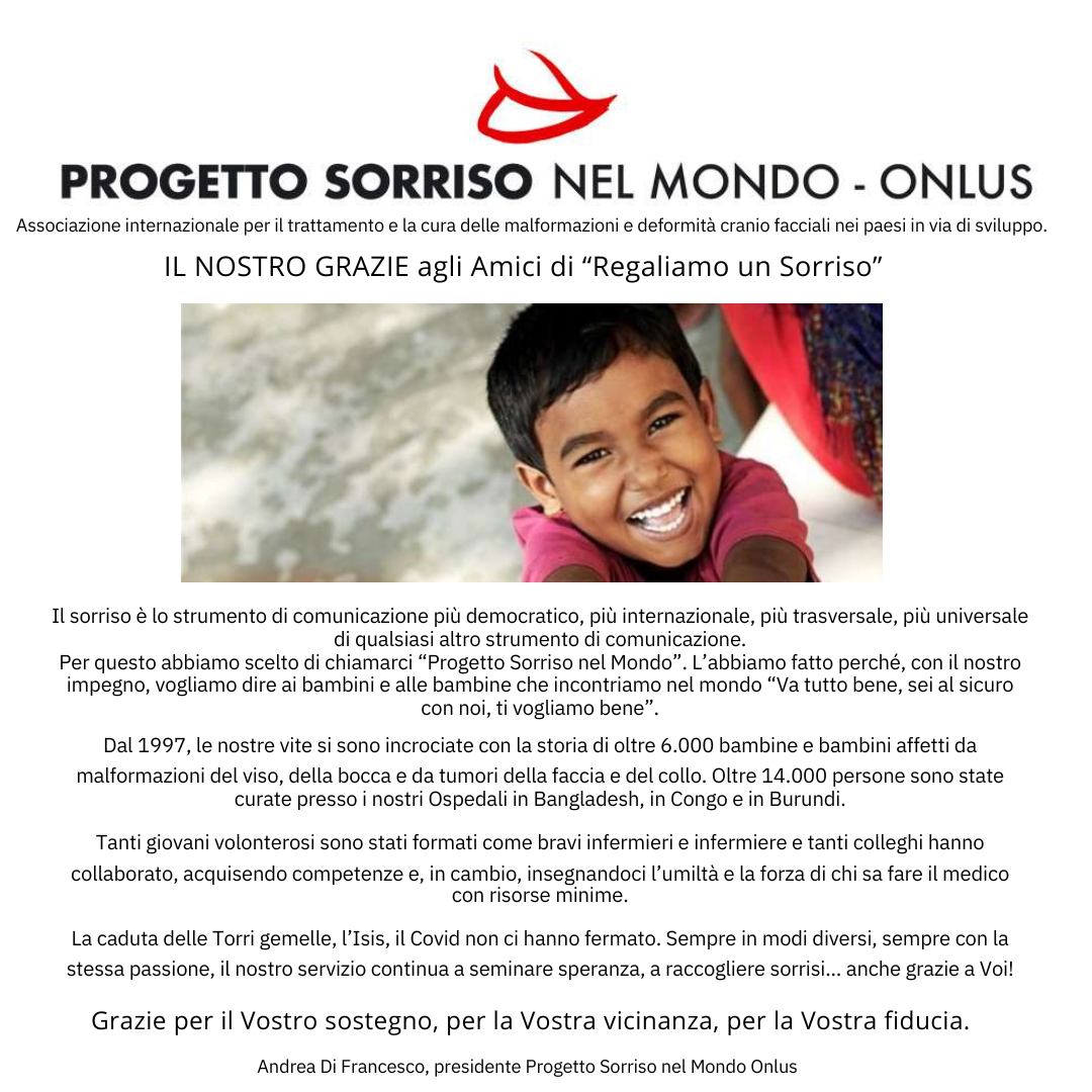 PROGETTO SORRISO NEL MONDO – ONLUS